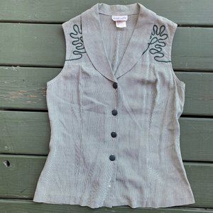 Green Checkered Sleeveless Blouse Size 9